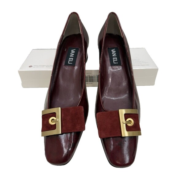 Vaneli Heels Size 9 N Red Leather Pumps Buckle Fall Winter Formal - Picture 2 of 10